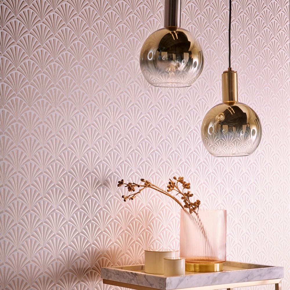 Chrysler Wallpaper W0164/03 by Clarke & Clarke in Rose Gold